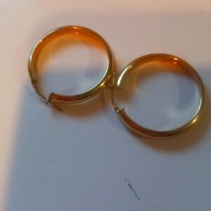 Sterling silver gold tone Italian hoop earrings